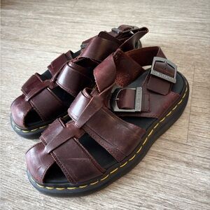 Dr. Martens Burgundy Leather Sandals